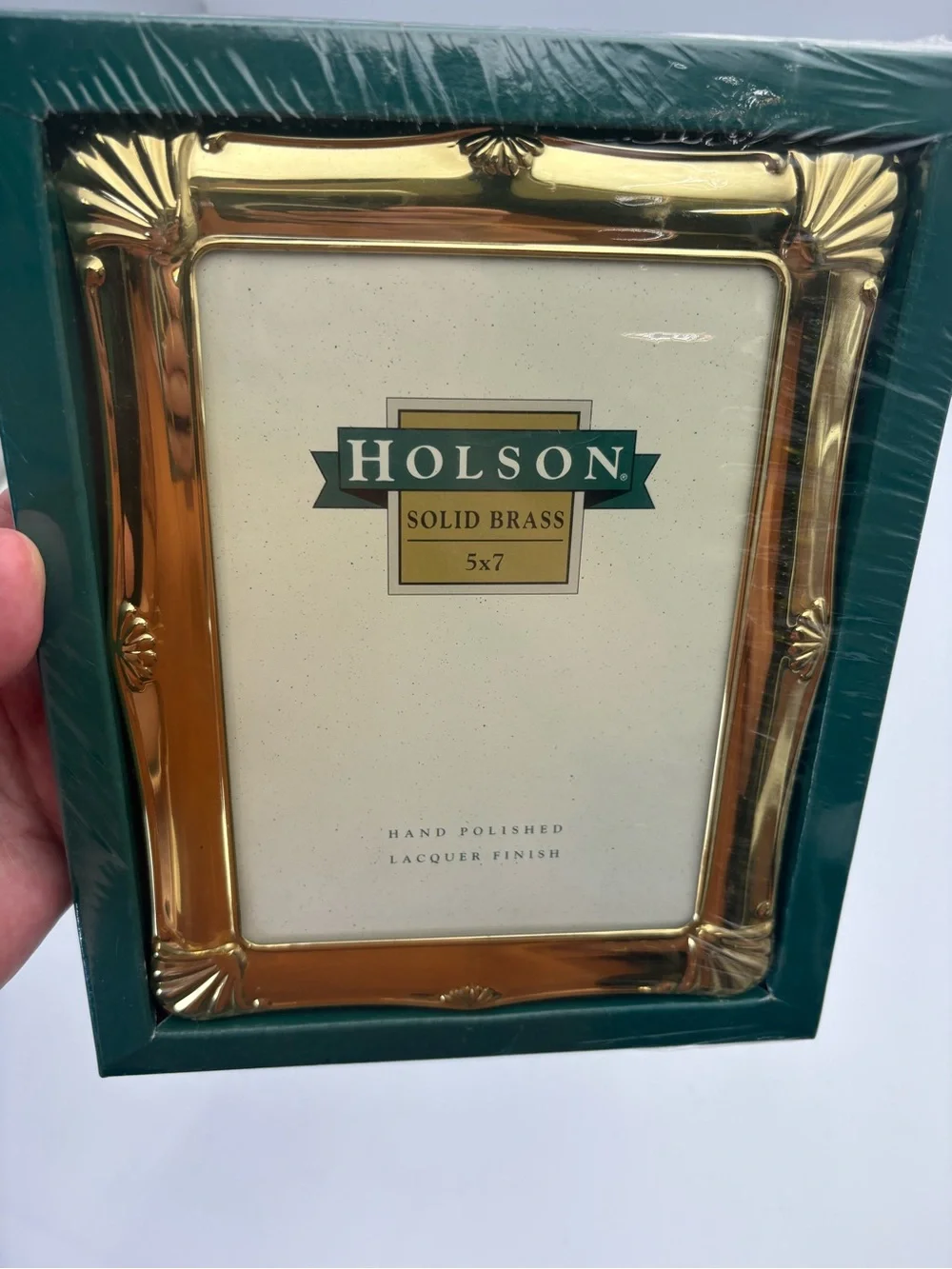 NOS Solid Brass Photo Frame with Shell Detail - 5x7